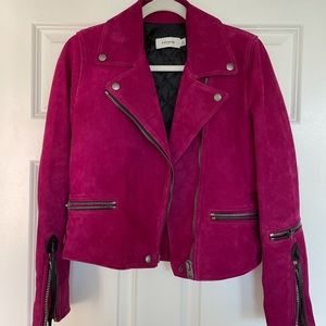 Coach Size 4 Pink Suede Moto Jacket